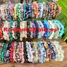 1/5/10/20/50/100 件多色天然石水晶宝石手链、紫水晶、虎眼石、黑曜石等天然水晶宝石弹性手链、脉轮石、瑜伽冥想能量手链、节日派对宝石礼物