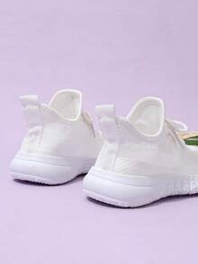 1 Pair Women's Breathable Mesh Sneakers, Casual Running Shoes, Autumn - White - View 4