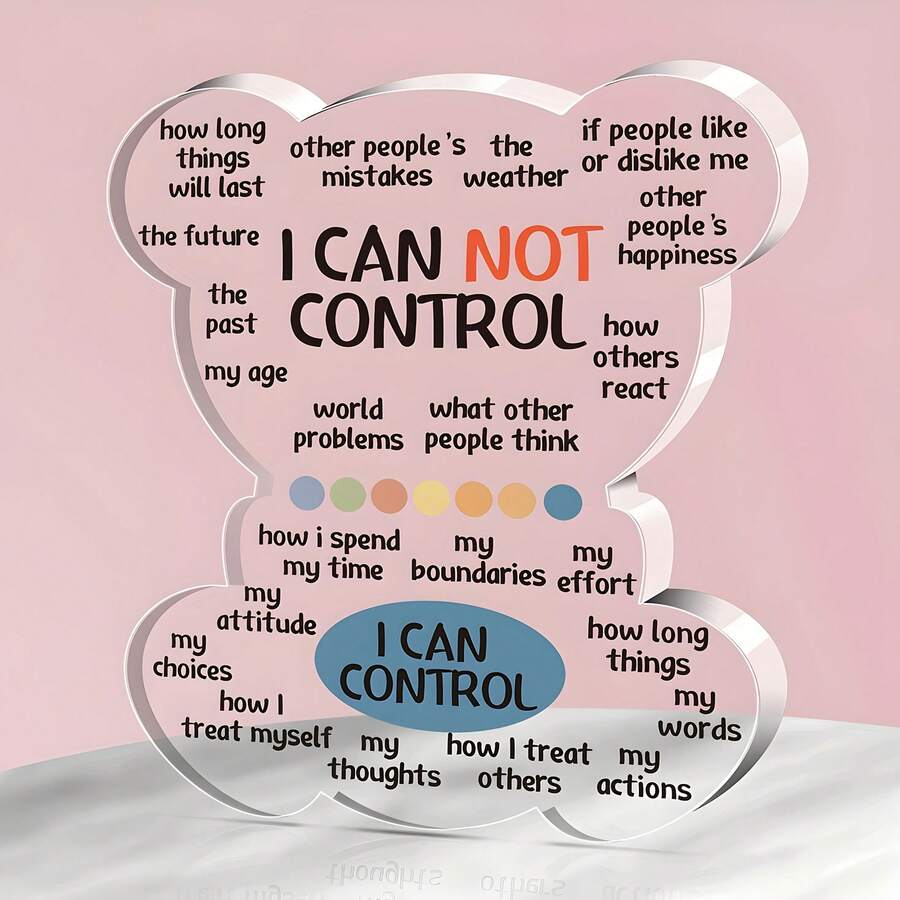 1 Piece Bear-Shaped Acrylic Self-Control Reminder Table Decoration, Age 14 And Above, Inspirational Quotes, No Electricity Or Feathers Required-Motivational Transparent Decorative Gift For Family And Friends - Multicolor - View 1