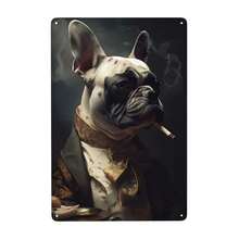 1pc/3PCS Funny Animal Smoking Vintage Metal Sign Retro Dog Giraffe Tin Sign For Home Wall Decor Bar Bedroom Gift 8x12 Inch Frameless Artistic Style Frame Vintage - Multicolor - View 46