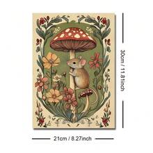 1 Framed/Unframed Warm Pastoral Plant Mushroom Mouse Children's Room Wall Art Canvas Poster Print, Minimalist Quirky Folk Art Aesthetic Decor, Suitable For Apartment, Living Room, Bedroom, Modern Home - Multicolor - View 11