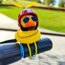 1pc Cool Duck With Helmet Creative Personalized Motorcycle Decoration, Elastic Band Suitable For Most Motorcycles And Bikes - one-size - View 7