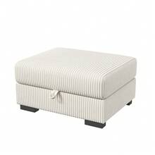 Sofá combinado para varias personas, espuma de alta resiliencia, estructura de madera maciza, sofá individual, banco con almacenaje, sofá de pana para salón, resistente a arañazos, beige - Beis - Ver 13
