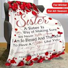 Heartfelt Sister's Gift,Modern Style, Versatile,Super Soft Flannel Printed 3D Blanket, As Birthday Gifts, Family, Wedding, Souvenir Blankets, Polyester Blankets Suitable For All Seasons, Washable, Machine Washable, Lightweight, Breathable, Comfortable, Warm, Unique, 280gsm For Him, Her Personalized Ideal Gifts For Her,Perfect Nap, Camping, Travel, Home, Daily Life, Office Decoration, Birthday, Anniversary, Valentine's Day, Thanksgiving, Christmas, Halloween, Wedding, New Year Gifts ,Sofa,Bed,Car,Bedroom,Living Room,Office,  Outdoor Camping, Beach,Wall Decoration - 彩色 - 查看 6