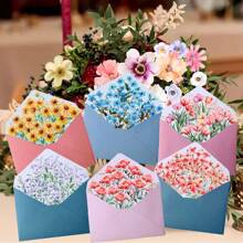 Set da 6 pezzi di buste e carta da lettere a tema floreale romantico, con buste ed carta con eleganti motivi floreali, adatti per lettere d'amore, note, matrimoni, inviti, delicata carta da lettere e buste floreali, buste per cartoline, forniture scolastiche, back to school