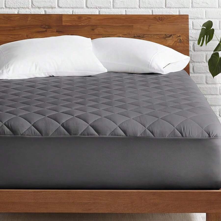 1 Pieza Cubre Colchón (Sin Funda de Alohada)Suave al Tacto, Lavable a Máquina Fácil Cuidado-¡Extiende la Vida de tu Colchón para un Descanso Tranquilo Colchón para Cama Matrimonial Individual Queen,Color Gris