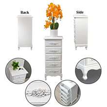 Fully Assembled White Lingerie Dresser, Tall Skinny Chest, Wood Nightstand For Bedroom, Girls Dresser, Antique Furniture, Baby Nursery Storage, Free Standing Jewelry Organizer With Queen Anne Legs - 1 - View 6