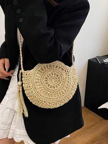 Bolso bandolera tejido, minimalista, de moda casual y elegante, un accesorio versátil y chic ideal para vacaciones