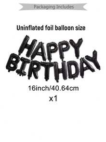 526pcs Black Birthday Balloon Set, Including 500pcs Black Fake Rose Petals, 16" Happy Birthday Foil Balloon Letters, Love And Heart Shaped Foil Balloons, Latex Balloons, Suitable For Black Themed Birthday Decoration, Men And Women Birthday Party Decorations, Party Supplies, Birthday Party, Anniversary, Wedding, Home Decor - Black - View 10