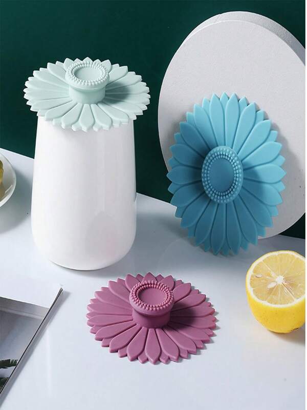 3pcs/1pc Sunflower Silicone Cup Lid Set - Multifunction Dustproof Leakproof Tea Coffee Cup Covers