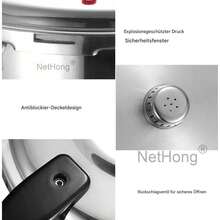 7 Litre Home Dual Handle Aluminum Pressure Cooker Kitchen Catering Cookware UK - Silver - View 7