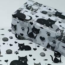 10/50/100 件黑猫图案礼品包装薄纸，适用于 DIY 工艺品、派对礼品、花束、鞋子和服装包装、节日和生日礼物包装装饰