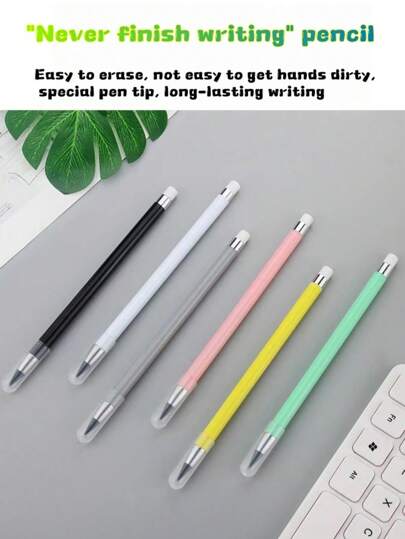 6 Permanent Pencils That Do Not Require Sharpening, Come With Erasers, And Are Reusable And Permanent For Writing, Drawing, Describing, And Office Supplies School Supplies,Back To School