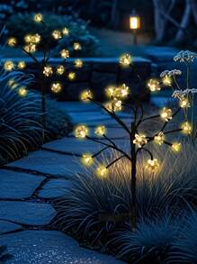 1 Stück Solar Kirschblüten-Licht, Solar Gartenbeleuchtung, 20 LED Außen-Rasenlicht, Hof-Dekoration, Garten-Landschaftsbeleuchtung