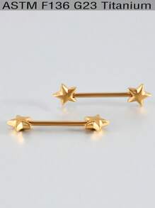 2 piezas Aro de piercing para pezón con anillo redondo de aleación de titanio de 14G con forma de estrella y corazón, con rosca, para uso diario y de fiesta, para hombres y mujeres, sexy y elegante