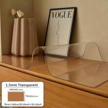 1pc Vinyl Table Mat Protector, 1.5mm Thick, Semi-Transparent, Stain-Resistant, Waterproof, Solid Color, Non-Textile, For Dining, Coffee Tables, Desks - Thanksgiving Decor