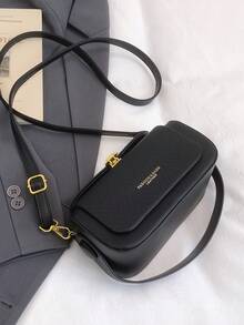 Women's Fashion Oblique Crossbody Square Bag, Elegant Minimalist Design, Large Capacity, Handle Option - Black - View 6