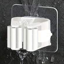 4pcs Wall Mounted Mop Storage Rack With Locking Hooks, Plastic Broom Hanging Rack Storage Rack, Suitable For Bedrooms, Gardens, Kitchens, Bathrooms, Dormitories, Saving Space