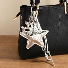 1 Pc Versatile Fashionable Silver Star Foil Balloon Dog Braided Rope Bag Charm Creative Keychain Pendant Goth - Multicolor - View 3