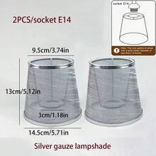 2 pièces Abat-jours en tissu voile doré et argenté à vis E14, convient aux lustres, appliques murales, lampes de table et suspensions de style américain - Gaze - Voir 14