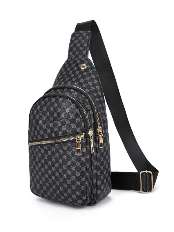1 pieza Bolso bandolera clásico para hombre, bolso de hombro casual de moda en PU