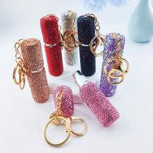 1个5毫升香水喷雾瓶，镶钻装饰/带钥匙扣，方便携带的香水喷雾器，可重复灌装的储物瓶，底部灌装，自动按压，可重复使用的喷雾瓶，便携式化妆品容器，适用于家居用品、旅行、生日礼物、新年礼物、女性时尚配饰！