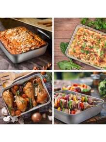 5 pezzi Set contenitori per alimenti in acciaio inossidabile con coperchi trasparenti - Grandi contenitori quadrati per carne, frutta e verdura - Perfetto per campeggio, uso esterno e domestico, contenitori organizzati e impilabili per la cucina - Ideale per uso domestico e all'aperto, essenziali per il campeggio|Contenitori impilabili|Conservazione durevole, Contenitori in acciaio inossidabile