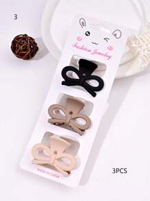 3PCS Solid Color Casual Retro ABS Plastic Women's Hair Clips, Bow, Flower, Cloud Shape, Front Bangs & Ponytail, Suitable For All Seasons Hair Claw Claw Clips Hair Jaw Clip Hair Clamps