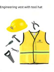 Set antincendio per bambini e bambine, con estintore riempibile d'acqua e attrezzatura da pompiere, tuta antincendio, strumenti antincendio, zaino antincendio, gilet da ingegnere con accessori abbinati. Adatto per uso all'aperto, in casa, per spettacoli teatrali, giochi di ruolo sulla spiaggia e in acqua, feste di Carnevale, costumi e giocattoli