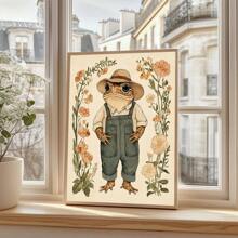 1 pezzo cartellone d arredo da parete in stile botanico con rana, opera d arte minimal, senza cornice, in stile whimsical e rustico, per appartamento, soggiorno, camera da letto, decorazione moderna per la casa