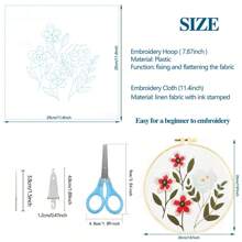 Kit de bordado floral que incluye aro de bordado, aguja, hilo, juego de herramientas de tijeras. Paquete de material de manualidades con tema de paisaje de plantas verdes, regalo de artesanía y decoración del hogar