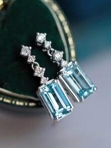 1 Cặp bông tai đính đá Cubic Zirconia tuyệt đẹp dành cho nữ dùng để trang trí tiệc cưới, đính hôn, kỷ niệm ngày cưới, quà tặng ngày lễ tình nhân - 4 # - Xem 14
