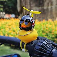 1pc Cool Duck With Helmet Creative Personalized Motorcycle Decoration, Elastic Band Suitable For Most Motorcycles And Bikes - one-size - View 1