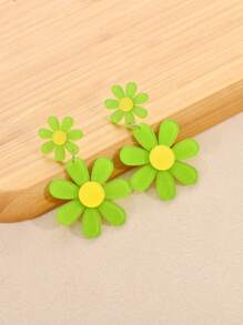 1 Pair Europe&America Brand Personalized 3D Shiny Acrylic Flower Earrings For Women