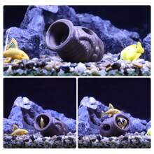Aquarium Decorations Ceramic Cave, Hiding Cave For Small Fish, Brown, 2.83"X2.17"X3.35"