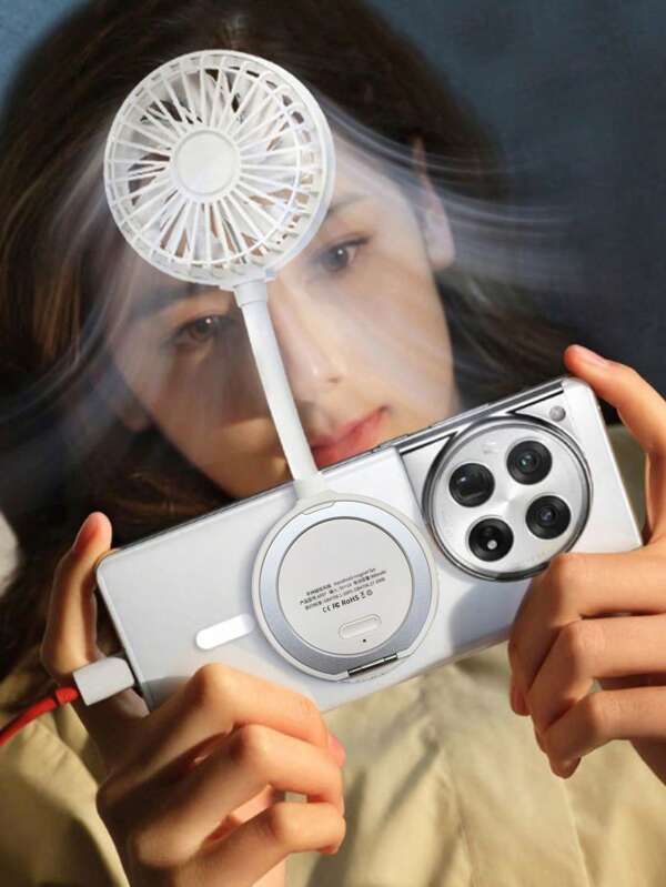 Magnetic Cell Phone Fan,3 Speeds Mini Personal Fan With Flexible Angle Design & Phone Ring, With 2-In-1 Finger Ring For Support And Hanging, USB Desk Fan For Mobile Phone, All Phones, Portable Summer Outdoor Phone Fan, Mobile Phone Accessories