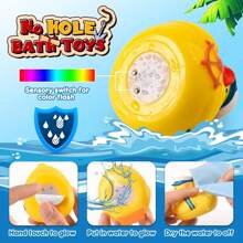 Light Up No Hole Duck Bath Toys Set, Glitter Colorful Bathtub Floating Water Toys, Great Gifts For Bathroom Water Tub Games Pool Party