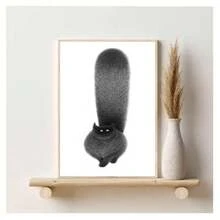 1 件无框现代简约动物猫印刷帆布海报复古画墙艺术适用于客厅、卧室、宿舍、书房、酒吧、咖啡店墙壁装饰家居装饰 - 彩色 - 查看 13