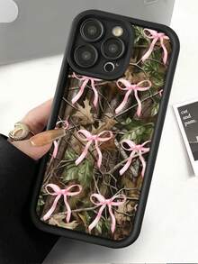 Fashionable Camouflage - Bow Mixed - Pattern Design Phone Case: Popular, Personalized Soft - Touch Ultimate Grip, Waterproof & Durable, Dirt - Resistant Stylish Bumper Cover With Camera Protection. Perfect Gift For Easter Day, Christmas, Halloween. Compatible With For IPhone 16/16Plus/16Pro/16ProMax, 15, 14, 13, 12, 11 Series And More. - màu đen - Xem 4