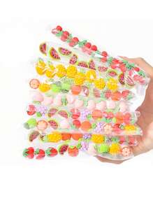Cepillo de pestañas en forma de tubo con diseño de frutas de dibujos animados, cepillo de pestañas de cristal portátil y redondo para el peinado de pestañas