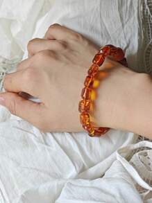 Natural Baltic Amber Beaded Bracelet For Couple's Bangle Therapy Vintage Gemstone Calm And Peace Organic Gem Nature Stone Jewelry Energy Gift