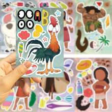 Disney 8pcs Disney Moana Face Collage Stickers Decorative DIY Phone Case Laptop Skateboard Computer Funny Gift Waterproof Sticker