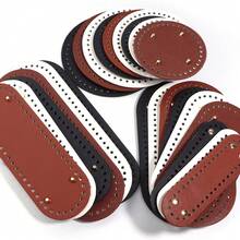 1pc Handmade PU Leather Oval Woven Bag Bottom Board, High Quality PU Leather Durable, Waterproof Bottom Insert, Suitable For Crochet, Sewing And DIY Crafts - Multicolor-oval - View 3