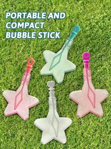 Varita de burbujas con estrella de cinco puntas de colores, juguete portátil soplador de burbujas para niños para usar al aire libre (color/diseño aleatorio)