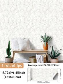 1 pieza de papel tapiz con estampado de líneas con forma de hoja, de quita y pon, duradero, adecuado para habitaciones infantiles, jardines de infancia, estudios, salas de estar y otros espacios interiores para cubrir defectos de la pared y embellecer puertas de gabinetes, mesas y sillas, disponible en 3 tamaños: 17.71x78.74 pulgadas, 17.71x118.11 pulgadas, 17.71x196.85 pulgadas - Multicolor - Ver 19