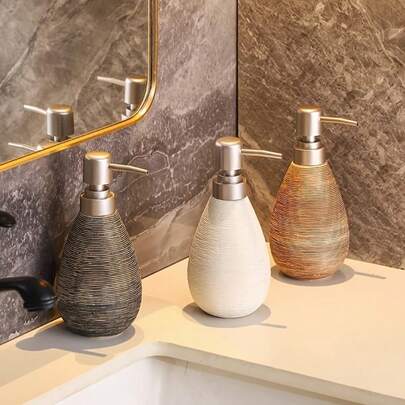 Vintage Creative Bathroom Shower Gel Dispensing Pump Bottle, Luxury Refillable Lotion Soap Container, Japanese-Style Ceramic Hand Wash Dispenser, Large Capacity Travel-Friendly Design For Kitchen Sink & Bathroom, Multi-Color Options Back To School