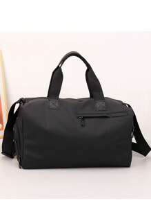 Sac fourre-tout imperméable pour hommes, avec un compartiment à chaussures indépendant, grand sac à bandoulière noir de grande capacité, sac à bandoulière, bagage de couleur unie simple, multifonctionnel, pour les étudiants, les adolescents, les étudiants de première année, la dortoir universitaire, pratique, retour à l'école, vacances, voyage
