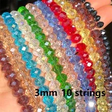 10 Strands Natural Crystal Beads For Jewelry Making, Various Colors, Austrian Mosaic Glass Beads, DIY Bracelet Accessories, Sizes: 3/4/6/8/10mm
