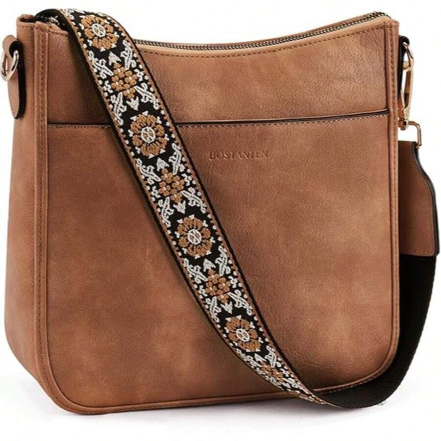 Bolsos cruzados para mujer BOSTANTEN de piel vegana, bolsos de hombro tipo hobo con correa de hombro ancha