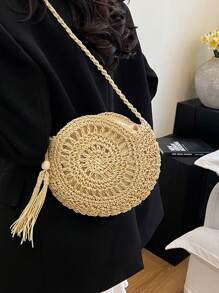 Bolso bandolera tejido, minimalista, de moda casual y elegante, un accesorio versátil y chic ideal para vacaciones